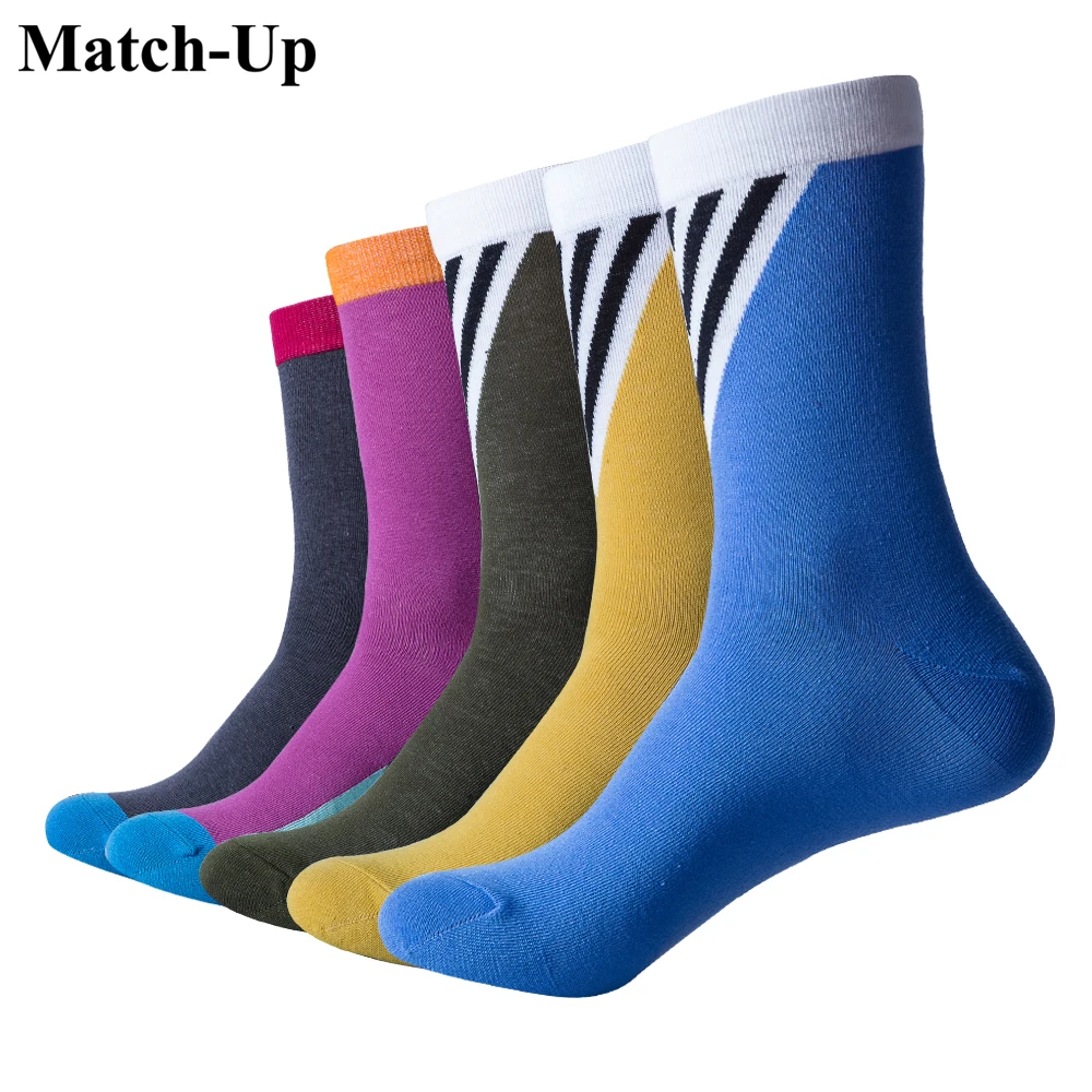 

Match-Up Men Cotton Socks Color Matching Funny Sokcs (5 pairs/lot )
