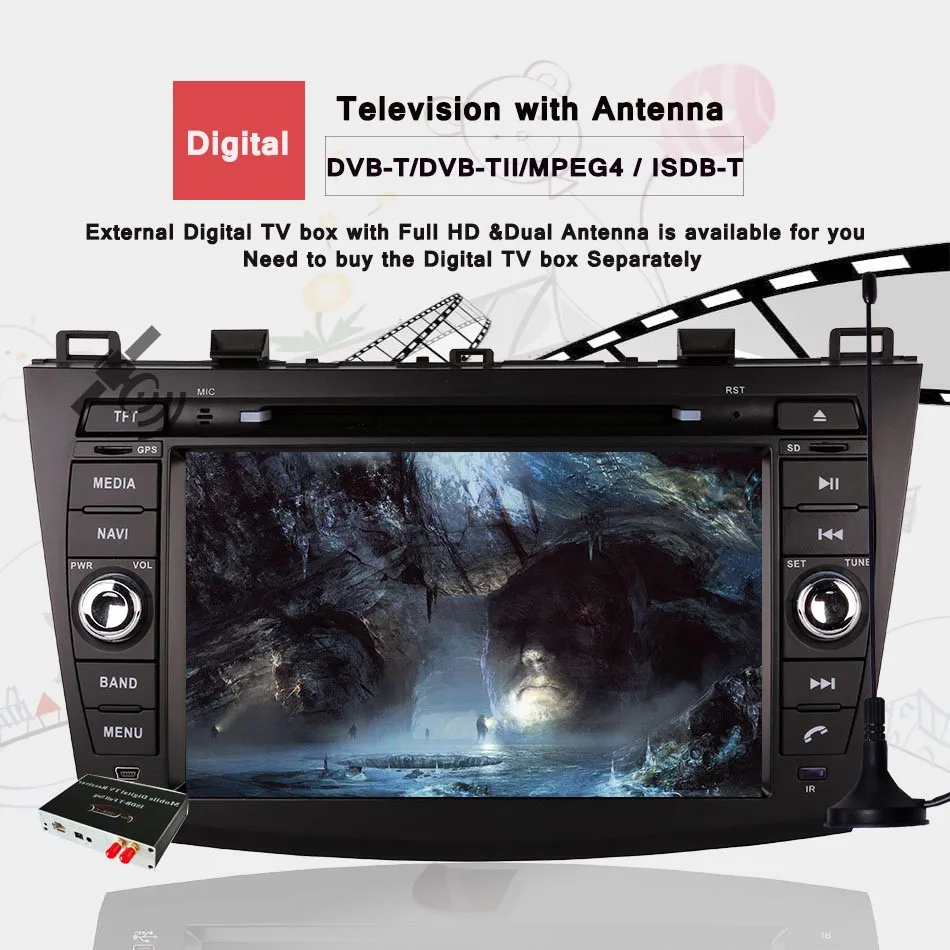 Perfect 2din car radio Android 9.0 Octa core for mazda 3 HD 1024*600 8 inch DVD player 2009 2010 - 2012 with HD 3/4G bluetooth Head unit 5