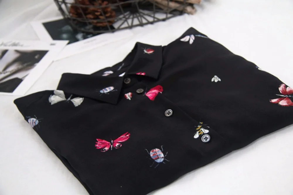 Новейшая модель EQ, шелк, Бабочка, стрекоза, насекомое, женская рубашка с длинным рукавом, женская блузка в стиле сна, весна-осень