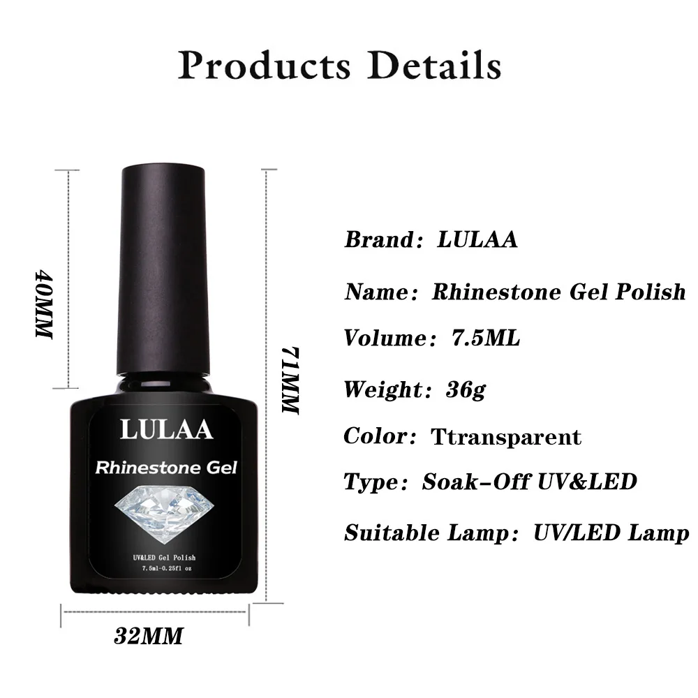 lulaa новейший 7,5 мл блеск горный хрусталь УФ-гель для ногтей супер-клей лак для ногтей украшения