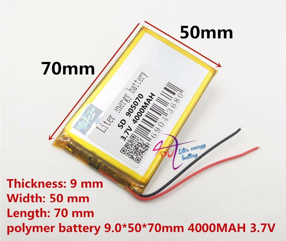 

best battery brand 3.7V,4000mAH 905070 polymer lithium ion / Li-ion battery for model aircraft,GPS,mp3,mp4,cell phone,speaker,bl