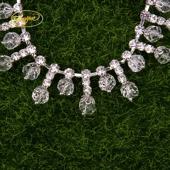 

(1 Yards) Wholesale bridal beaded Sewing rose gold crystal rhinestone applique trim for wedding dress sash belt