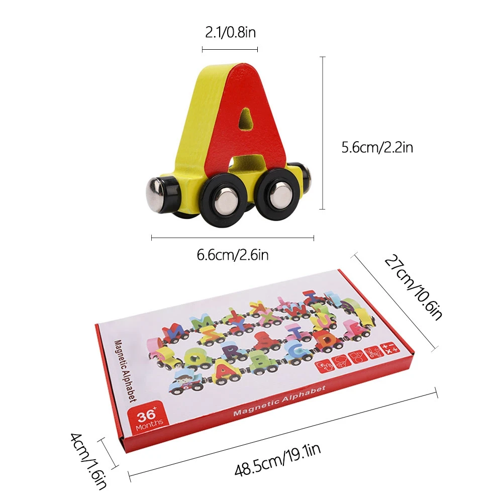 26 Английских Букв маленький поезд Деревянные игрушки Дети От 1 до 3 лет головоломка когнитивные магнитные буквы автомобиль раннее образование