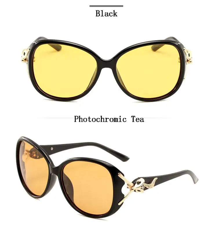 Фотохромные поляризованные солнцезащитные очки для женщин, новинка, модные очки с желтыми стеклами, очки с большой оправой UV400 L3 - Цвет оправы: Photochromic Tea 1
