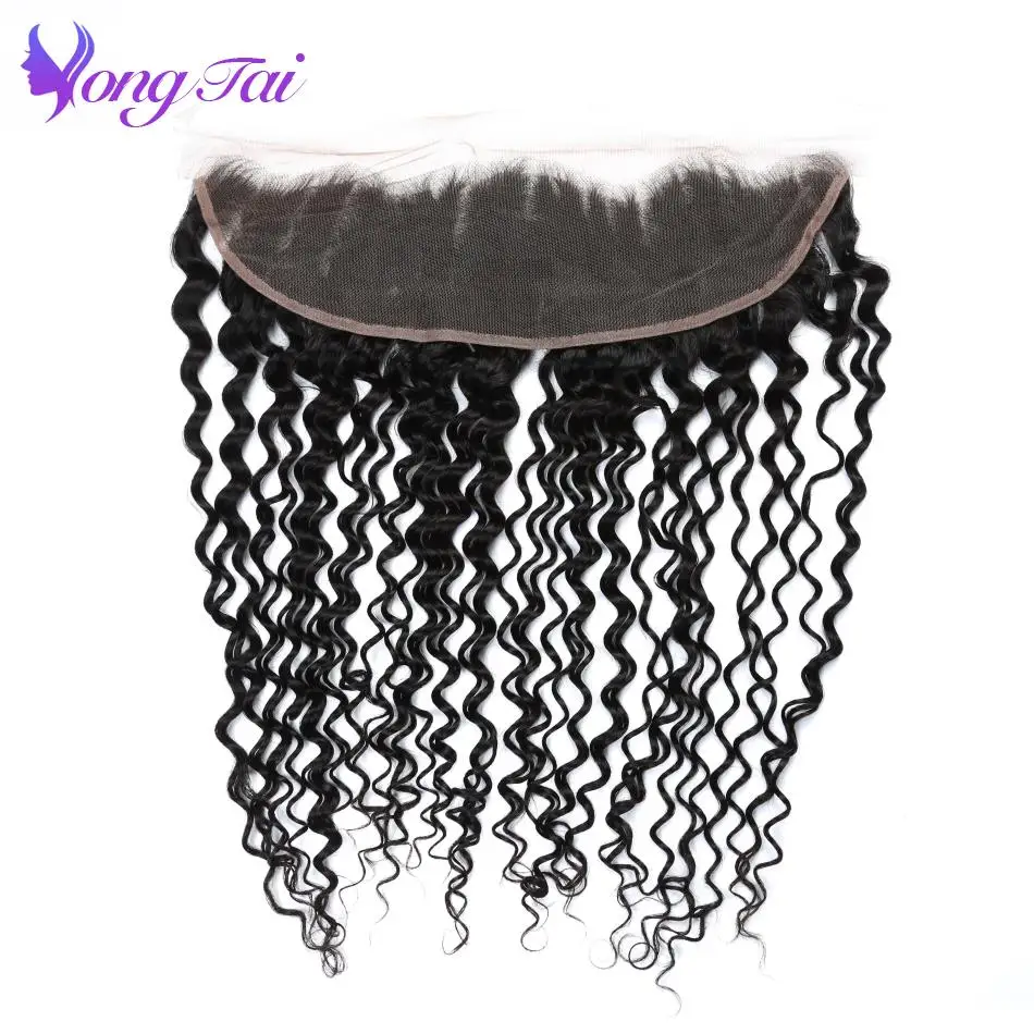 Yuyongtai Lace Frontal Closure Brazilian Deep Curly hair lace front 13*4 Human Hair Free Part Machine Double Weft Free Shipping