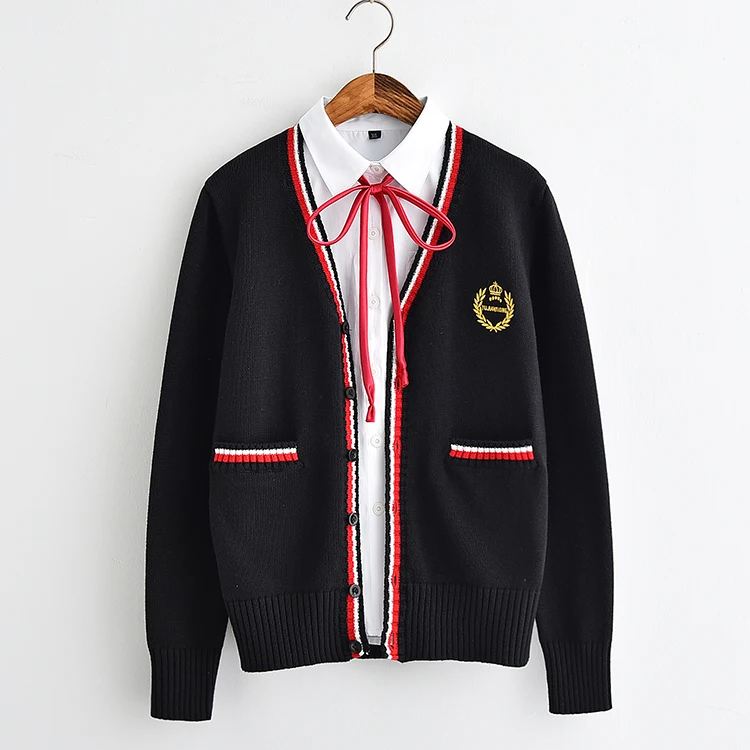 Кардиган, женский свитер, японский стиль, весна, v-образный вырез, школьная форма, для девушек, однобортный Кардиган, свитера