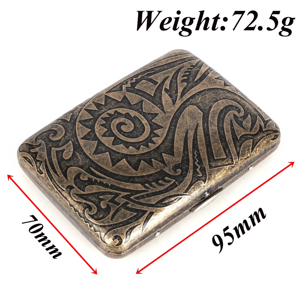  ONUOSS Bronze Vintage Metal Cigarette Case Holder Pattern 16 PCS Tube Cigar Retro Metal Cigarette P