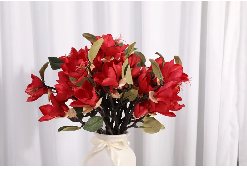 1 шт. роза искусственная Магнолия поддельный креп цветок кальмар Свадебная ваза для украшения цветок