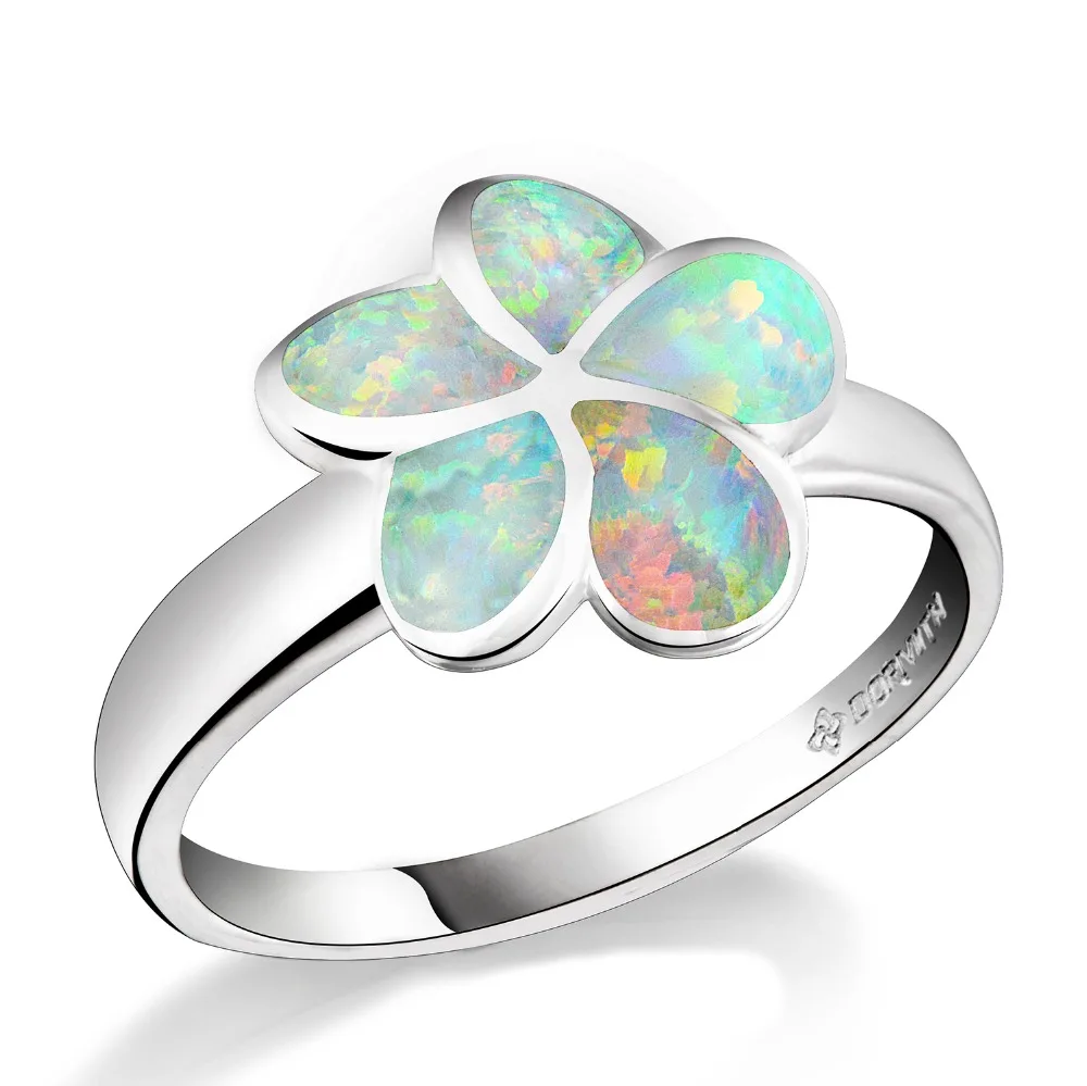 

DORMITH Free shipping Trendy 925 sterling silver White Red fire flowers Opal Jewelry Rings