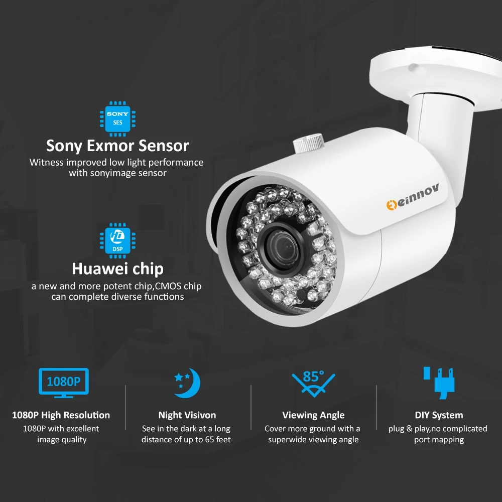 Einnov CCTV камера системы 4CH 5MP AHD камера безопасности DVR комплект CCTV Водонепроницаемая наружная домашняя система видеонаблюдения 2 ТБ HDD