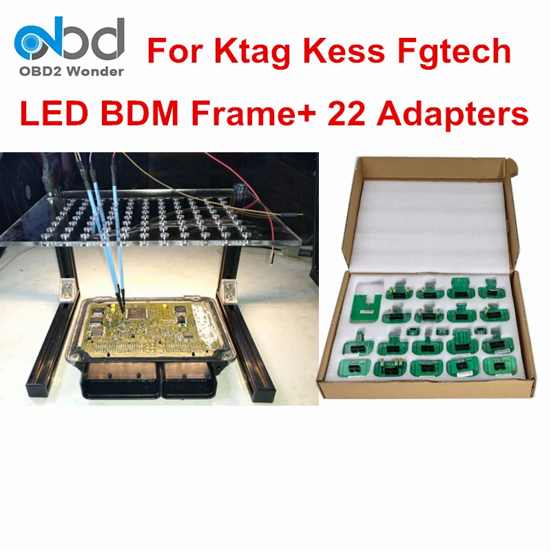 

DHL Free 22Pcs BDM Probe Adapters + LED Metal BDM Frame Used on Ktag KESS V2 FGtech V54 BDM100 ECU RAMP Programmer Full Adapter