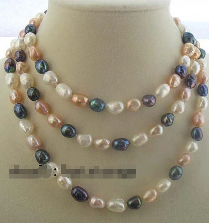 

FREE shipping>>>> freshwater pearl multicolor baroque necklace 48" nature new