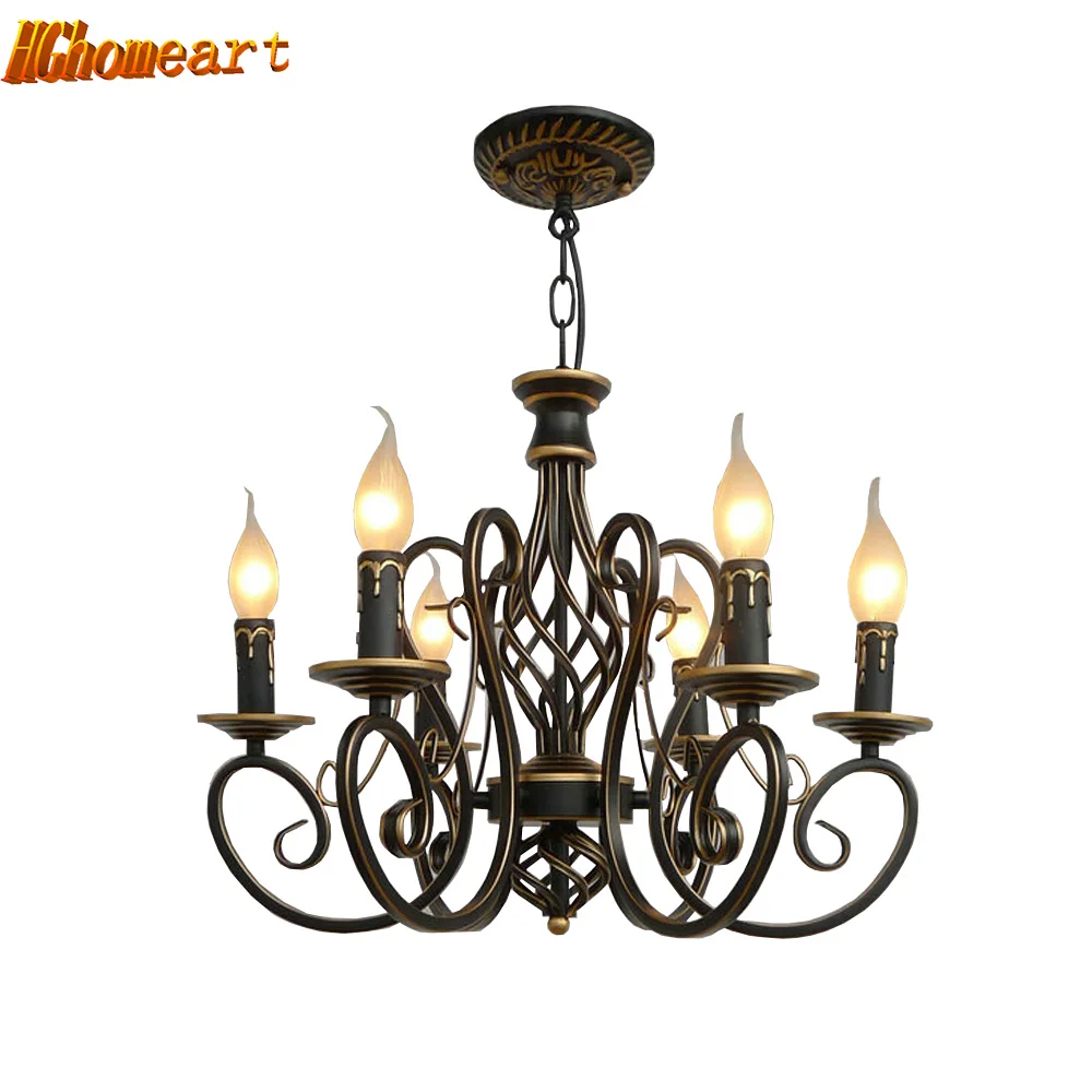

Hghomeart Loft Suspension Retro Chandeliers for The Bedroom E14 220V Lighting Lustre Design American Chandelier Candle Light