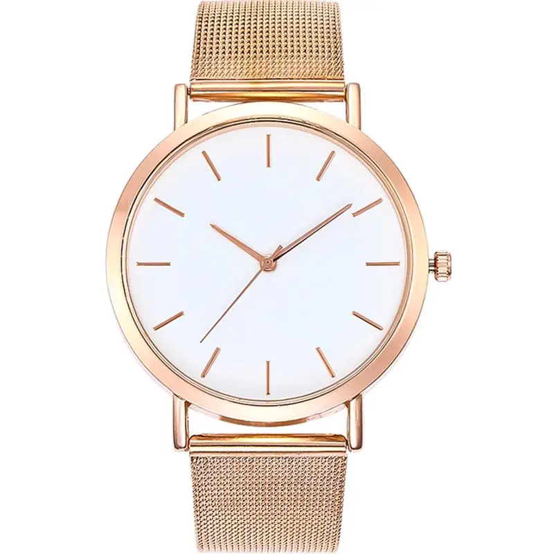 Fashion Women Black Watches Mesh Band Stainless Steel Quartz Wristwatch Ladies Simple Watches Female Elegant Clock Reloj Mujer - Цвет: Rose Gold