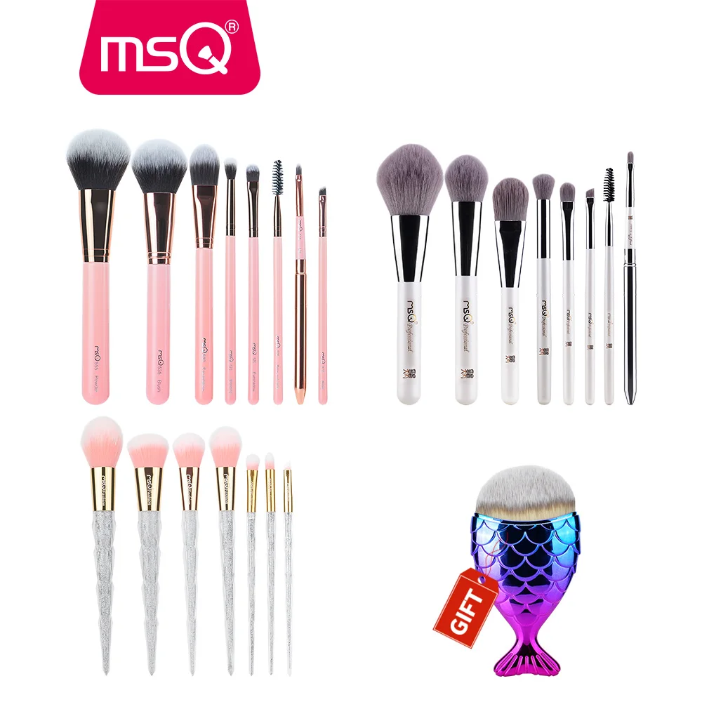 

Buy 3 Get 1 Gift MSQ 3Sets Foundation Powder Eyeshadow Makeup Brush Set Concealer Powder Make Up Brushes With 1pc Mermaid Brush