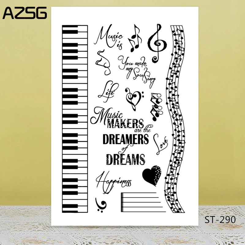 

AZSG Musical Note Piano Clear Stamps/Seals For DIY Scrapbooking/Card Making/Album Decorative Silicone Stamp Crafts