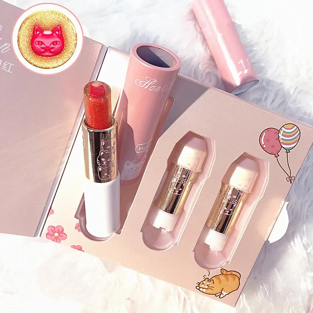 

3 Piece/Box Fashion Waterproof Lipstick Cat Pattern Lovely Lipstick Lipsticks Easy to Wear Lip Moisturizing Lip Stick