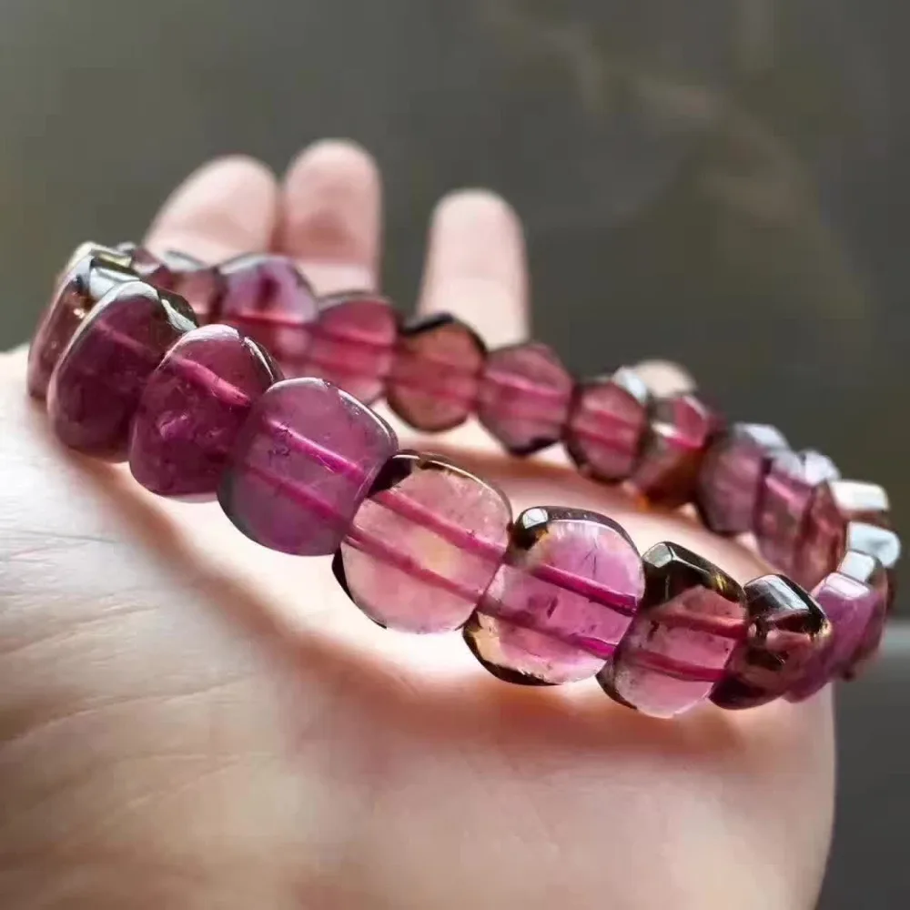 

Genuine Natural Watermelon Tourmaline Crystal Rectangle Red Stone Beads Women Bracelet AAAAA 12*5mm