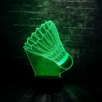 

Novel Illusion 3D Sporting Badminton LED 7 Color Change Luster Remote USB Room Table Decor Mood Night Light Holiday Friends toy
