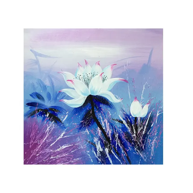 Abstract Painting Modern Art Purple Lotus Flower Drawing On The Wall Abstract Painting Modern Art Purple Lotus Flower Drawing On The Wall Living Room Canvas Picture Home