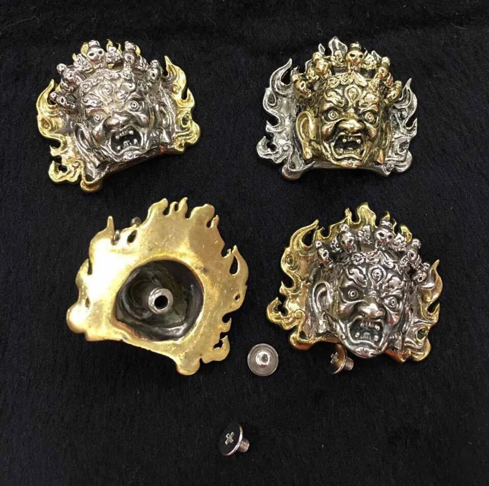 

MAHAKALA TIBETAN BUDDHIST ALTAR Biker Wallet Chain Connector Concho Solid Brass