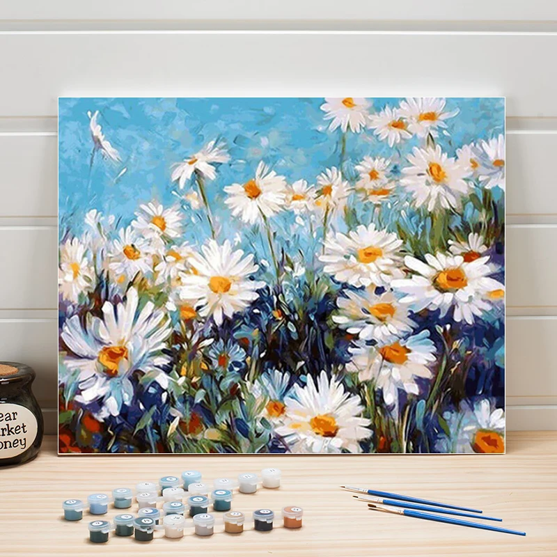 

DIY Paint Oil Painting By Numbers Flowers On Canvas Wall Pictures For Living Room Home Decoration Acrylics Drawing Arts Crafts