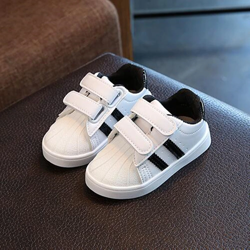 

Brand Children Sneaker For Baby Girl Boy Fashion Stripe Design Pu Leather Sport Shoes Boys Running Sneaker Size 21-30