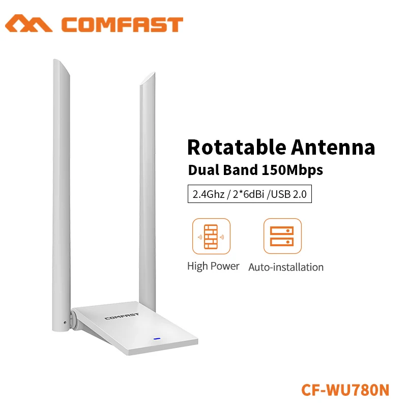Высокая мощность двойная wifi антенна 6 дБ 150 Мбит/с USB WiFi адаптер беспроводная сетевая карта беспроводной WiFi приемник адаптер WiFi CF-WU780N