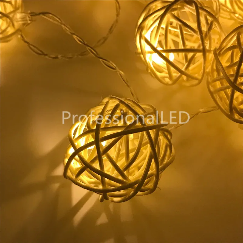 2M Rattan Ball USB 5V 20LED String Light Warm White Fairy Light Holiday Light For Party Christmas Wedding Home Decoration
