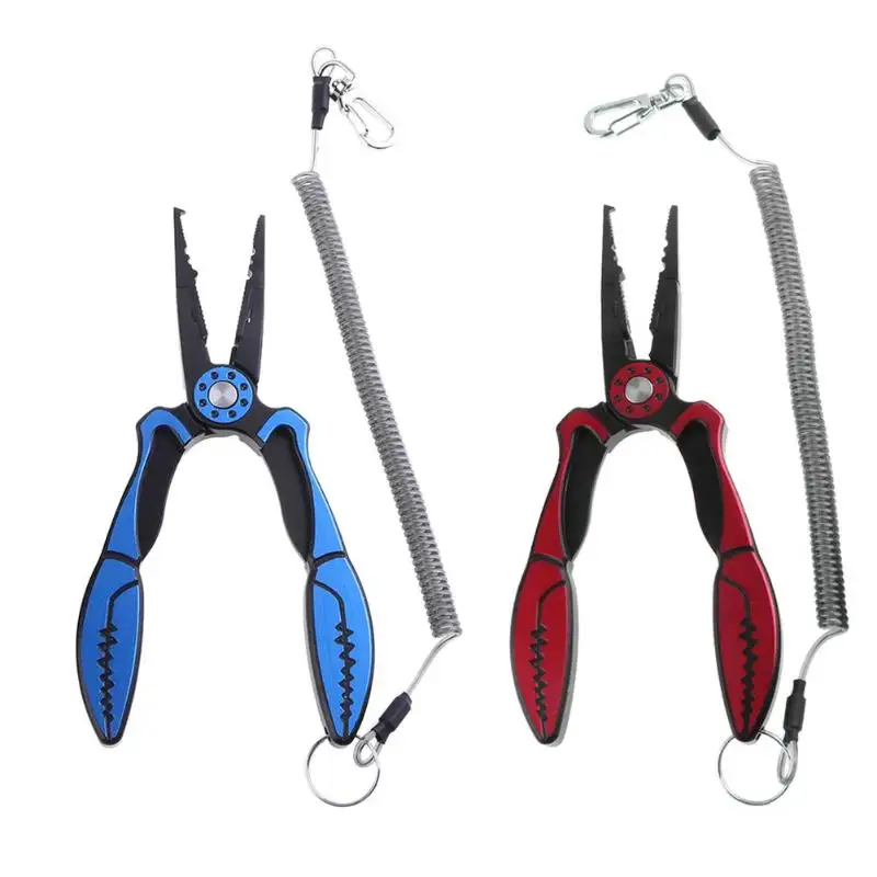 

1PC Fishing Pliers Aluminum Split Ring Line Cutter Hook Remover Die Casting Plier Scissors with Wire Rope Fishing Tools
