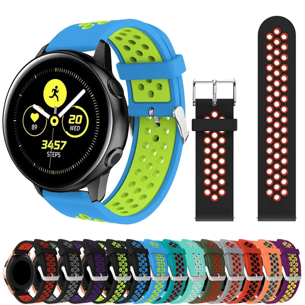 

Dual Color Round Holes Silicone Watchband Strap for Samsung Galaxy Watch Active