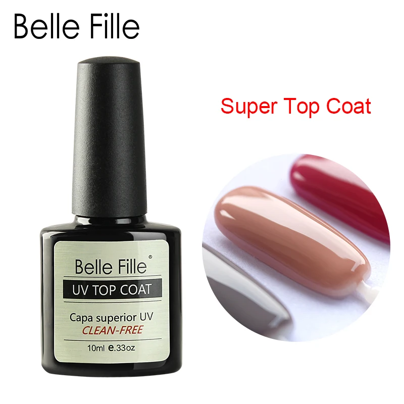 Belle Fille Матовый верхний слой прозрачный гель для ногтей УФ замочить более