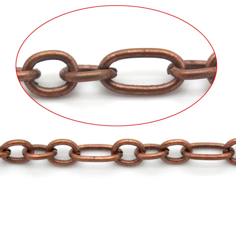 Doreen Box Lovely Link-Паяные цепи фурнитура античная медь 6,5x3,5 мм(1/" x 1/8") 4x3,5 мм(1/" x 1/8"), 10 м(B25397