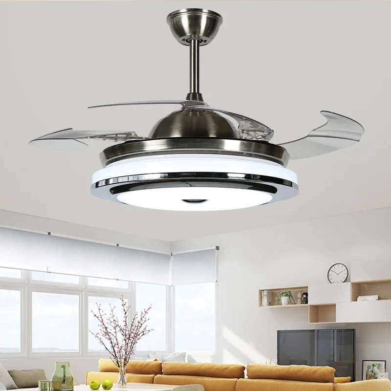 High quality 3 Color led fan lamp Changing light Modern LED invisible ceiling fan light remote control ceiling lamp 110-240v