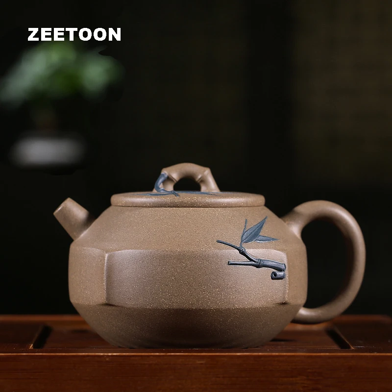 280cc Authentic Yixing Teapot Master Handmade Bamboo Rhyme Pot Chinese Health Care Teaware