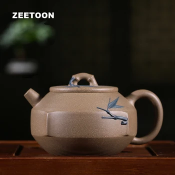 

280cc Authentic Yixing Teapot Master Handmade Bamboo Rhyme Pot Chinese Health Care Teaware Purple Clay Tea Pot Tea Set Tea Maker