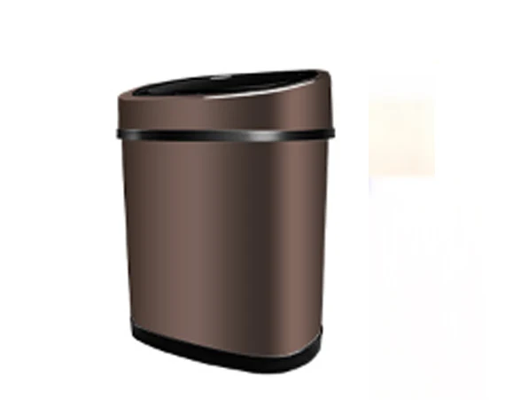 Индукционные контейнеры для мусора 12L из нержавеющей стали, кухонный туалет, без утечки/запаха, интеллектуальное хранение - Цвет: Brown
