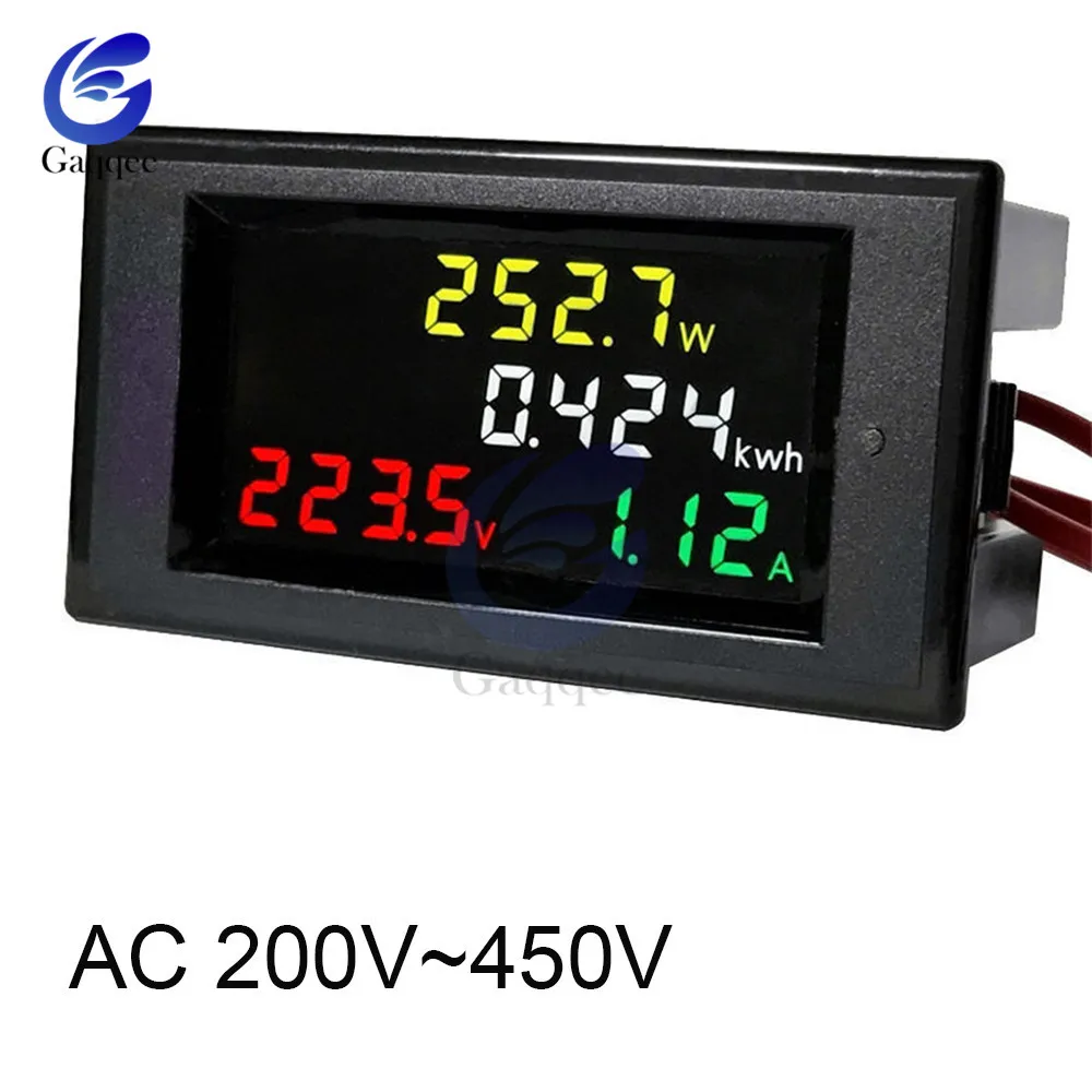 100A AC 80 V-450 V светодиодный цифровой вольтметр Амперметр AC 110V 220V силовой измеритель напряжения тока зарядное устройство тестер детектор монитор