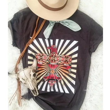 

Tops Gothic Shirt Punk Bird Striped Detail Short Sleeve Tee Vintage Top T-shirts Female Tshirt Plus Size