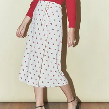 Длинные юбки для женщин с цветочным принтом элегантная белая пуговица для юбки до середины икры Сплит богемная пляжная летняя юбка