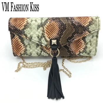 

VM FASHION KISS Brand Ladies Package Snake Shoulder Bag Women Holding Chain Evening Bags Wedding Party Handbags Tour Festival