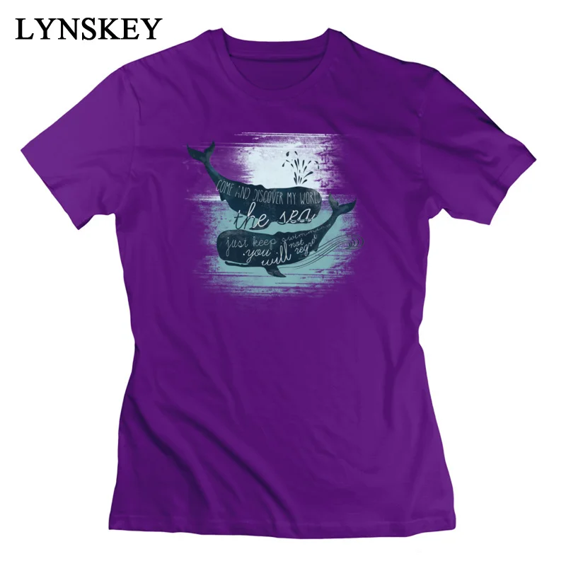 LYNSKEY Brand New Summer T Shirt Crewneck 100% Cotton Moby Whale Female Tops Shirt Short Sleeve Summer/Autumn Summer Tee-Shirts white