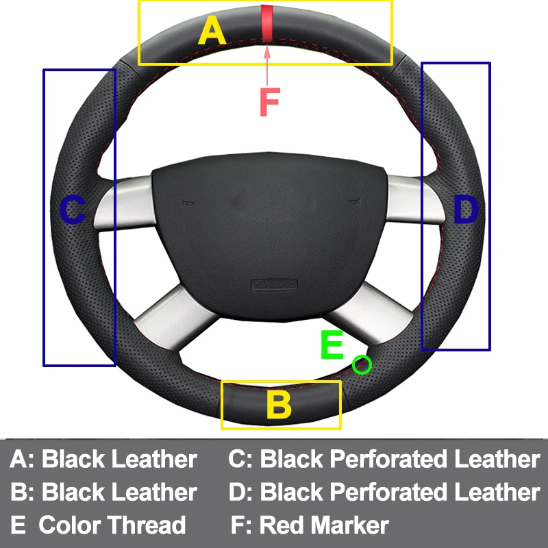 Ручное шитье чехол рулевого колеса автомобиля Volant принципиально для Ford Kuga 2008-2011 Focus 2 2005-2011 C-MAX 2007 2008 2009 2010