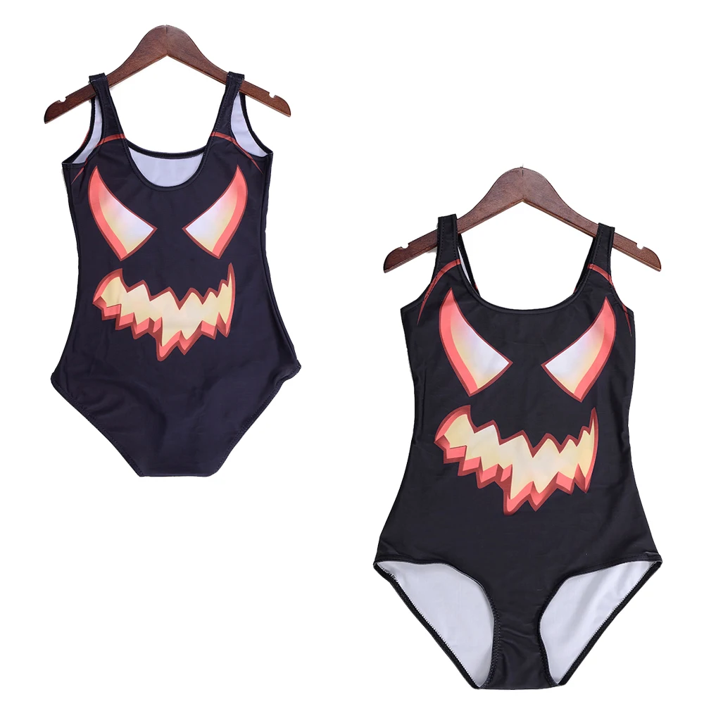 Halloween Cosplay Pumpkin Lantern Print Women Monokinis Hallowmas Party