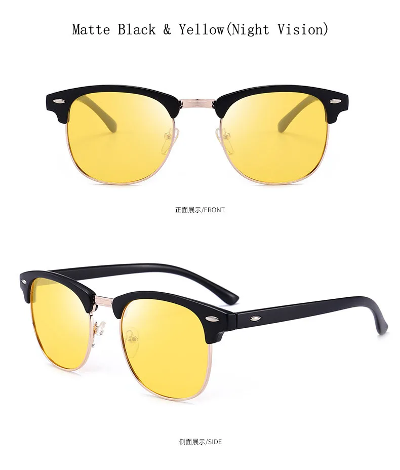 [EL Malus] Поляризованные солнцезащитные очки с круглой оправой, мужские серые, желтые, серебристые, красные линзы ночного видения, зеркальные Ретро дизайнерские солнцезащитные очки - Цвет линз: Yellow