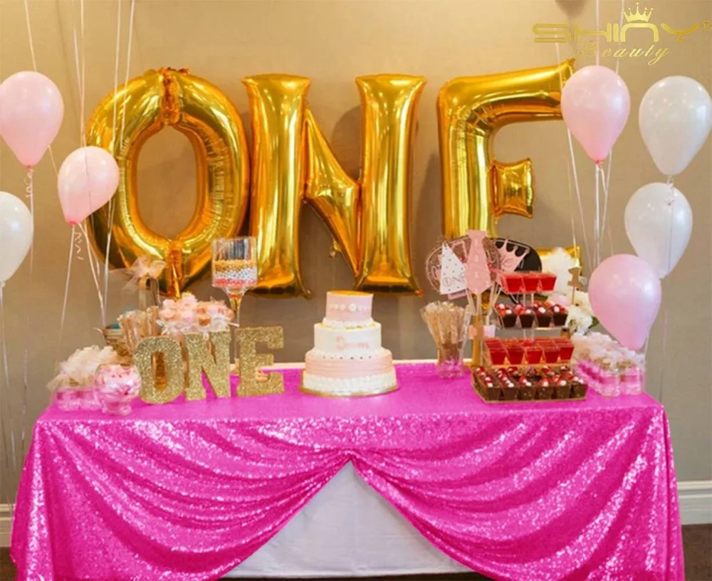 

Fuchsia bling tablecloth 48X72inch-125x180cm Fuchsia Pink Sequin Table Cover for Christmas/Party/Wedding decorations-x9416
