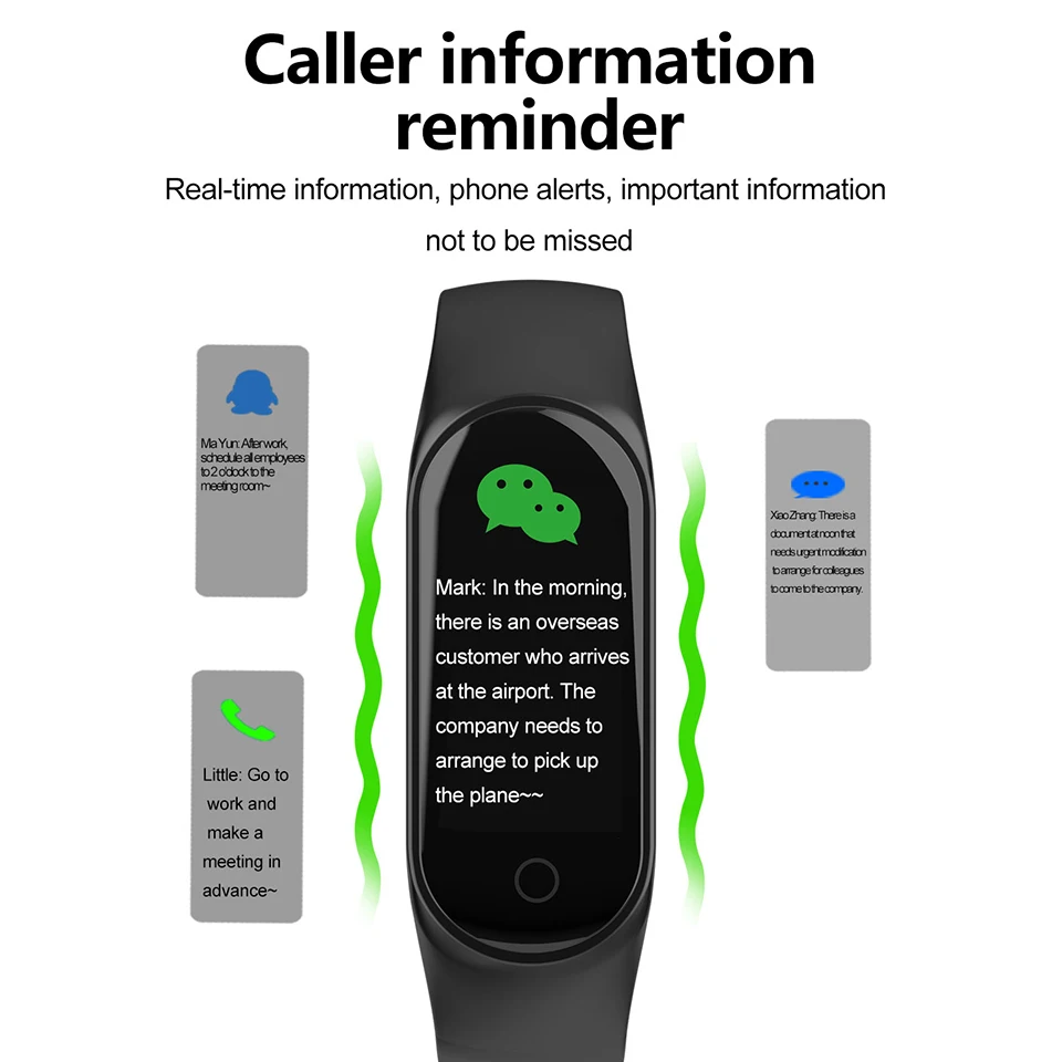 M3S Bluetooth Smart Браслет Фитнес трекер Браслет большой Сенсорный экран OLED сообщение сердечного ритма время Smartband для IOS и Android