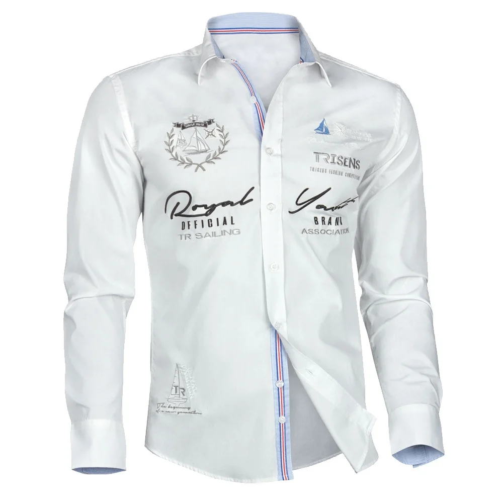 Koop Zogaa Mannelijke 2019 Nieuwe mannen Lange Mouwen Dress Shirt Brief Print heren Casual Slim Revers Mannelijke Kwaliteit grote Maat 3XL Heren Shirts