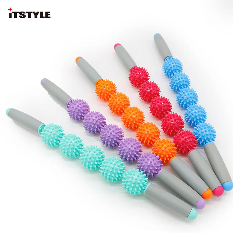 

Gym Massage Body Massage Relax Tool Muscle Roller Sticks with 5 Point Spiky Ball Yoga block