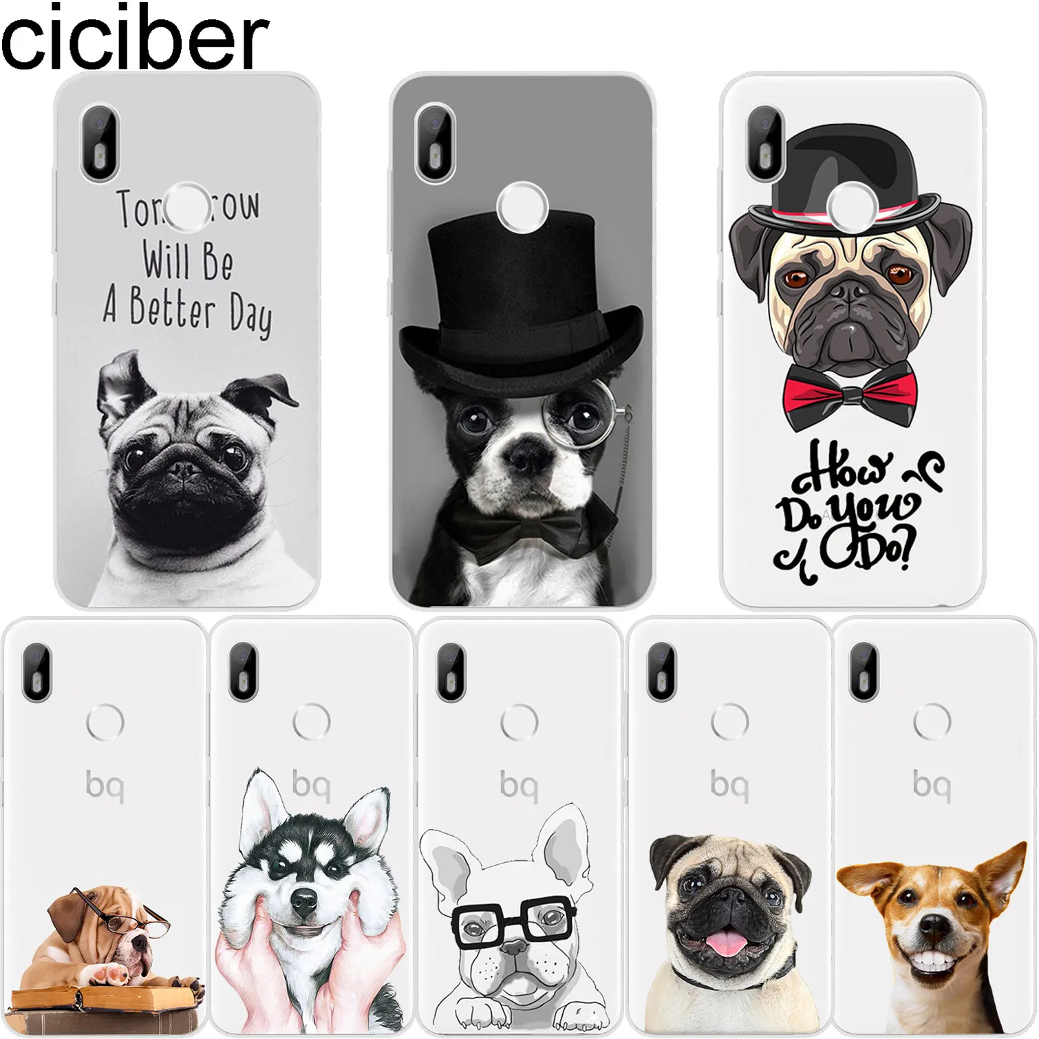 

ciciber Soft Silicone For BQ Aquaris C U2 U X5 V VS X2 X Plus Lite Pro E5 s M5 M5.5 M4.5 E4.5 Phone Case Clear TPU Capa Cute Dog